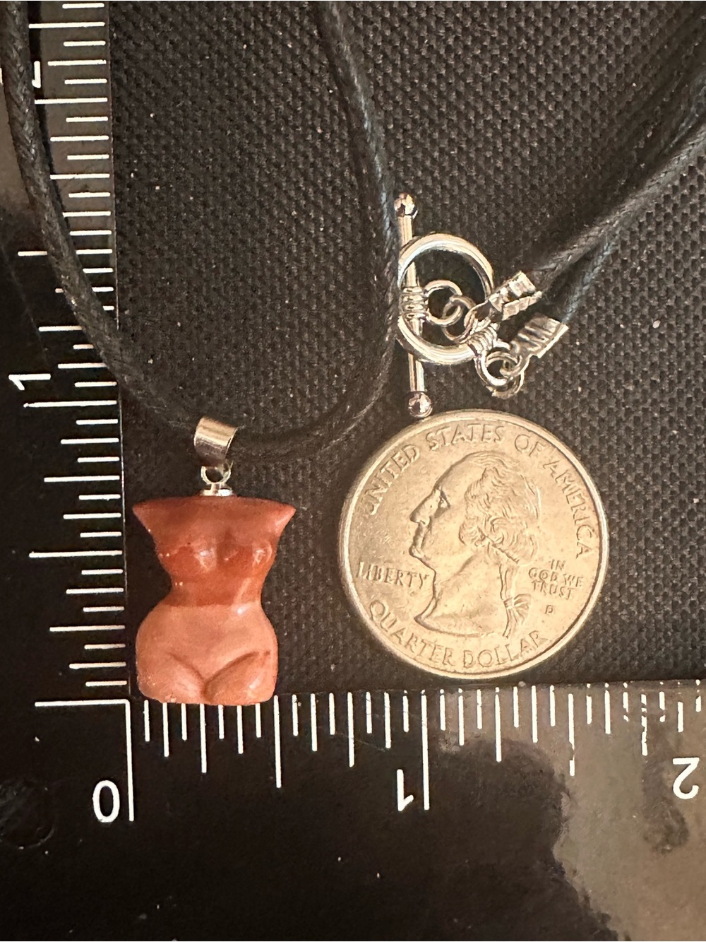 Handmade Mini Pink Alashan Agate Lady Body Carving Pendant Necklace on Rope - Picture 11 of 12